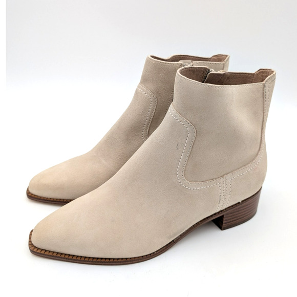 Cole Haan Naia Pointed Toe Block Heel Booties Women's Light Beige Size US7.5B - Picture 1 of 12